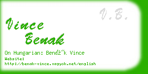 vince benak business card